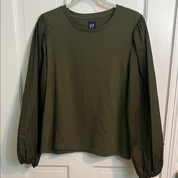 GAP Tops - NWT GAP Dark Green Puff Sleeve Blouse Size L